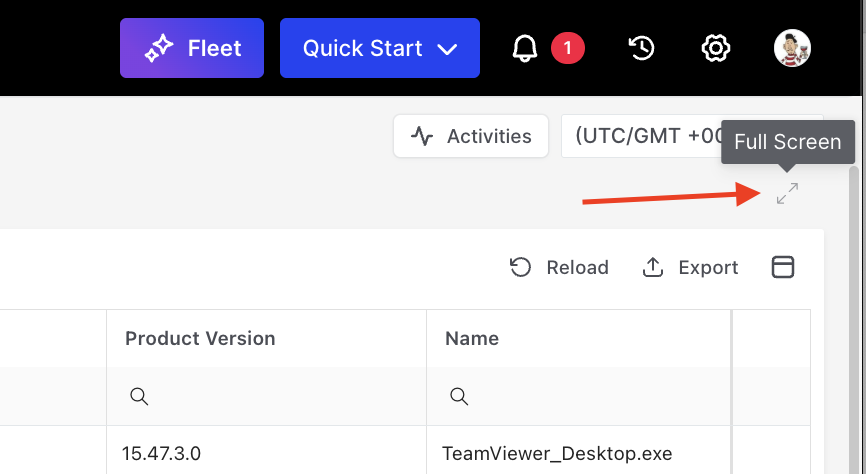 Using the Investigation Hub: Fullscreen Evidence Table Icon